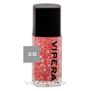 Vipera Roulette Nail Polish Top Coat with Red and White Particles 38
