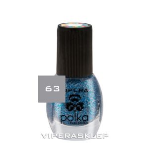 Vipera Polka Nail Polish Transparent with Blue and Silver Brocade 63