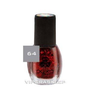 Vipera Polka Nail Polish Transparent with Red Brocade 64