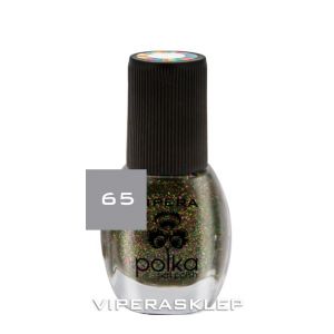 Vipera Polka Nail Polish Transparent with Green and Pink Brocade 65